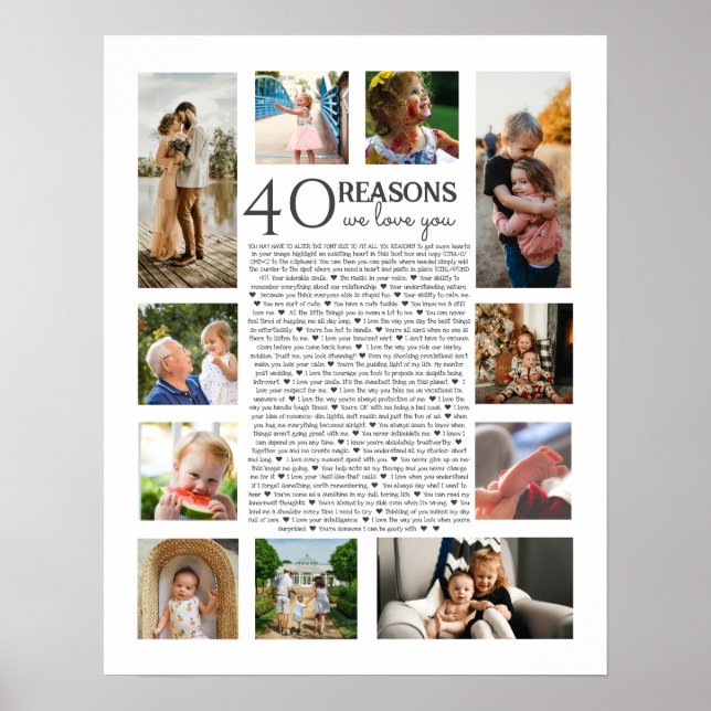 40 reasons why we love you PHOTO collage Poster (Front)