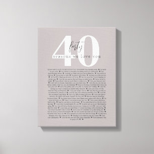 40 reasons why we love you tattoo style gift canvas print