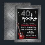40 Rocks Rockstar Guitar 40th Birthday Invitation<br><div class="desc">40 Rocks Rockstar Electric Guitar Metal Metallic Silver Glitter 40th Surprise Birthday Invitation</div>