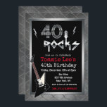40 Rocks Rockstar Guitar 40th Birthday Invitation<br><div class="desc">40 Rocks Rockstar Electric Guitar Metal Metallic Silver Glitter 40th Surprise Birthday Invitation</div>