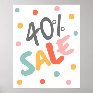 40% Sale Sign, Boutique Sale Sign, Retail Sale Poster