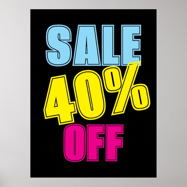 40% Sale Sign, Retail Store Signage, Colourful Sal Poster (Front)