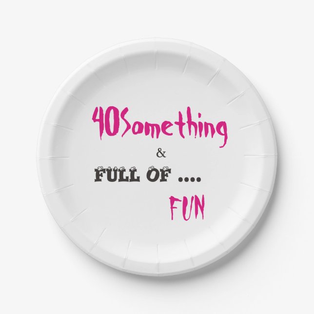 40 Something Celebration Party Paper Plates (Front)