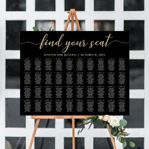 40 Tables Find Your Seat Black Seating Chart Plan