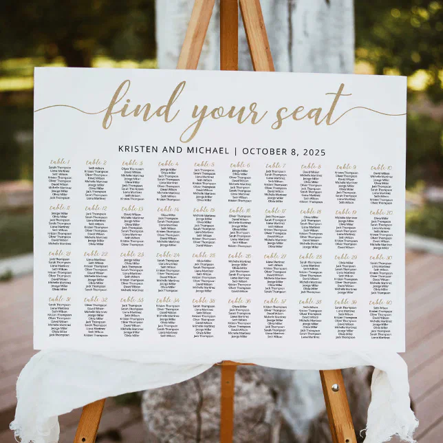 40 Tables Find Your Seat Seating Chart Plan | Zazzle