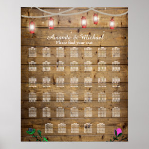40 Tables Rustic Lantern Lights Seating Poster