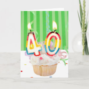 40 th birthday cupcake with candles card