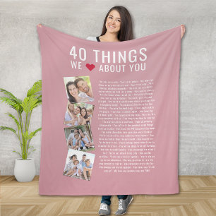 40 Things We Love About You   40th Birthday   Fleece Blanket