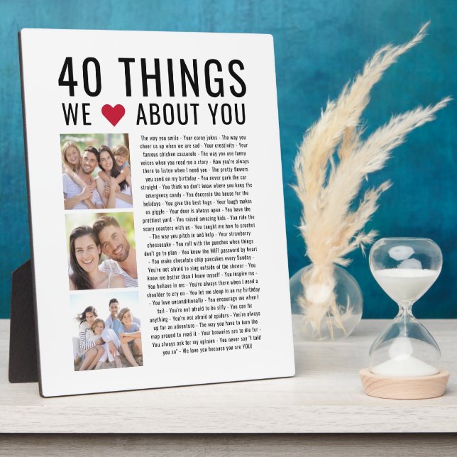 40 Things We Love About You | 40th Birthday Plaque (Side)