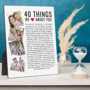 40 Things We Love About You Birthday List Plaque