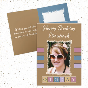 40 today add photo age name brown birthday card