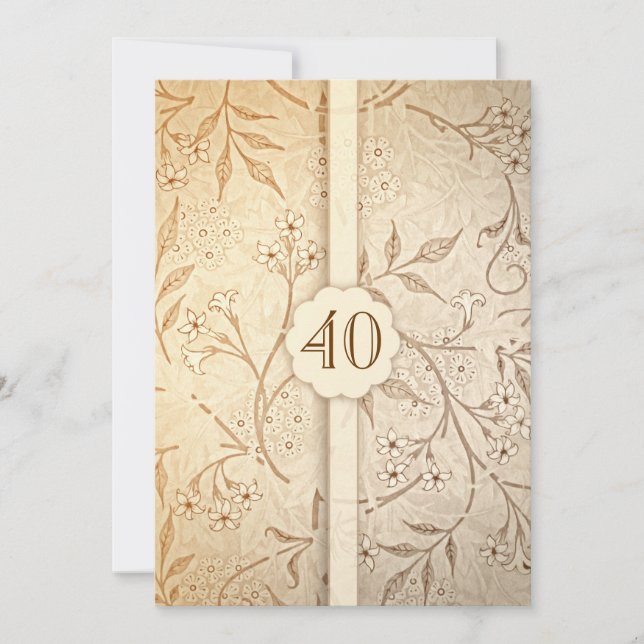 40 wedding anniversary vintage floral invitations (Front)