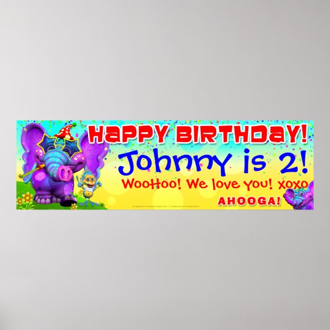 40"x12" GiggleBellies Peanut  Birthday Star Banner Poster (Front)