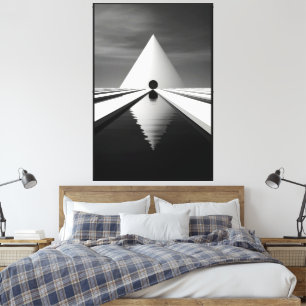 40" x 60" Abstract Black & White 3d Rendering  Canvas Print