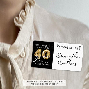 40 Year Class Reunion Name Tag Remember Me