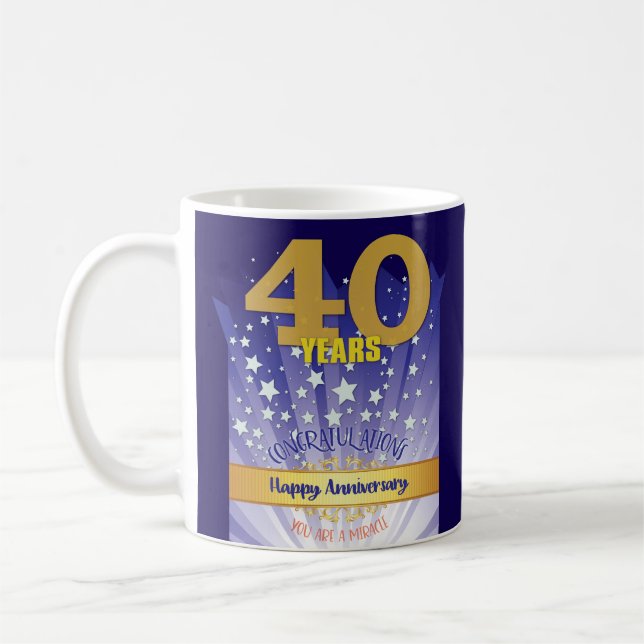 40 Year CUSTOM Recovery Anniversary Bold Numeral Coffee Mug (Left)