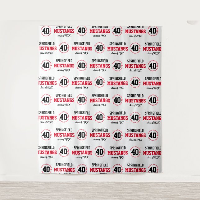 40 Year High School Reunion Step Repeat Backdrop Tapestry (Front)
