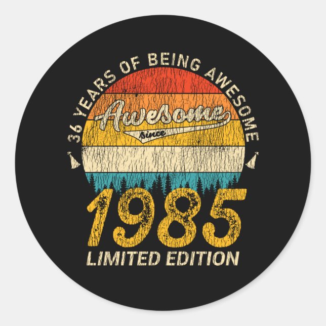 40 Year Old 1985 Retro Awesome 40th Birthday Gift Classic Round Sticker (Front)