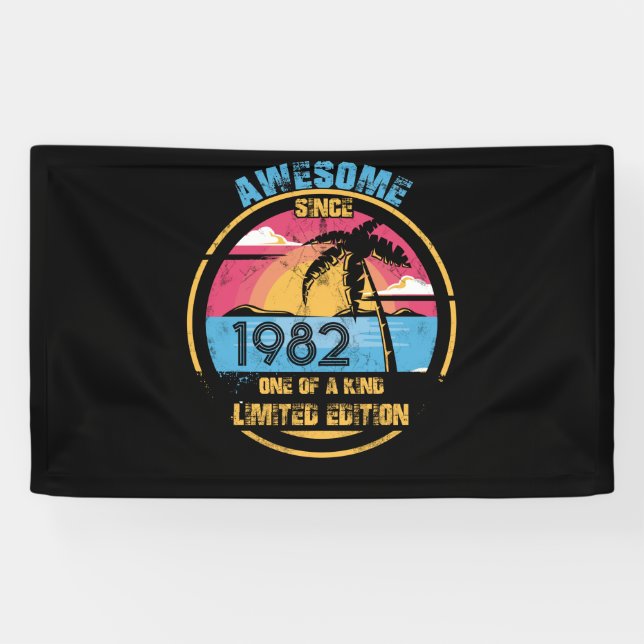 40 Year Old Awesome Since 1982 40th Birthday Banner (Horizontal)