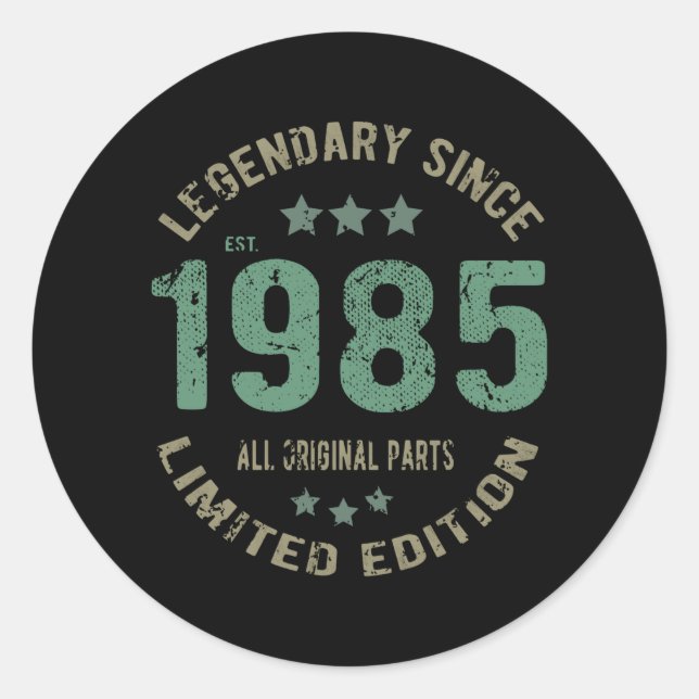 40 Year Old Bday 1985 Legend 40th Birthday Gift Classic Round Sticker (Front)
