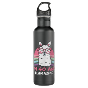 40 Year Old Bday Llamazing 40th Birthday Llama 710 Ml Water Bottle