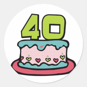 40 Year Old Birthday Cake Classic Round Sticker