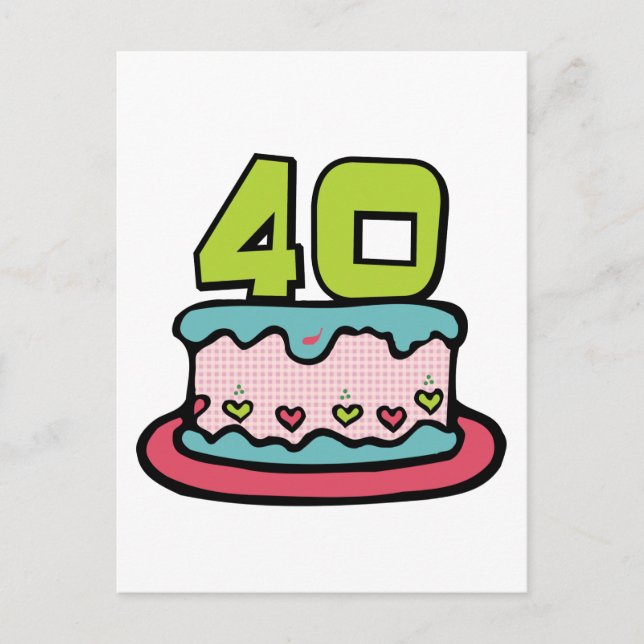 40 Year Old Birthday Cake Postcard (Front)