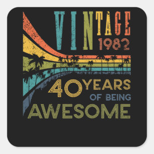 40 Year Old Birthday Vintage 1982 40th Birthday Square Sticker