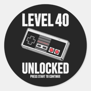 40 Year Old Forty Birthday Gift Level 40 Unlocked Classic Round Sticker