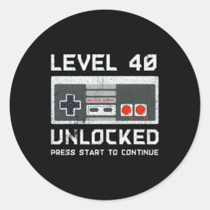 40 Year Old Forty Birthday Gift Level 40 Unlocked Classic Round Sticker