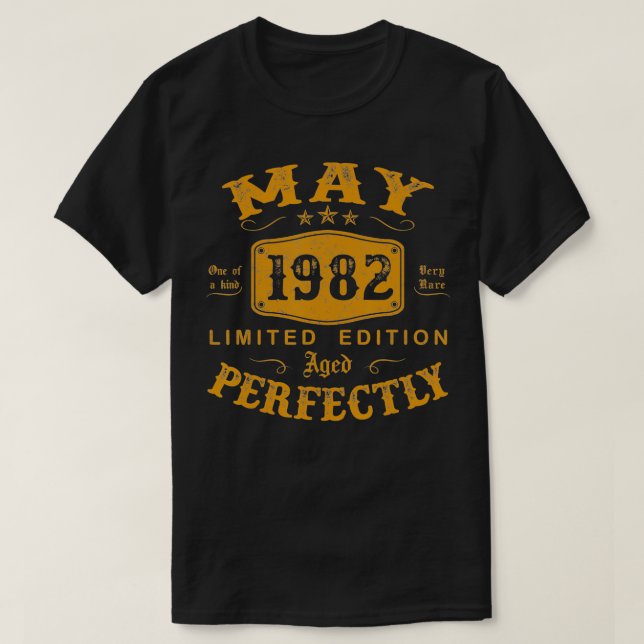 40 Year Old Gifts May 1982 Limited Edition 40th Bi T-Shirt (Design Front)