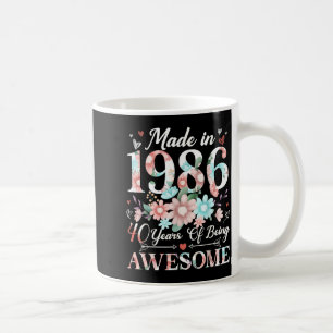 40 Year Old Made in 1986 Floral 40th Birthday Coffee Mug