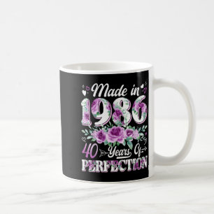 40 year old made in 1986 floral 40th birthday wome coffee mug