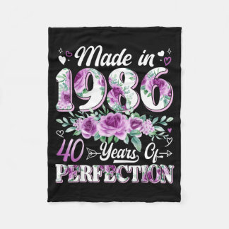 40 year old made in 1986 floral 40th birthday wome fleece blanket