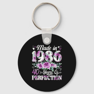 40 year old made in 1986 floral 40th birthday wome key ring