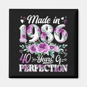 40 year old made in 1986 floral 40th birthday wome magnet