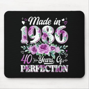 40 year old made in 1986 floral 40th birthday wome mouse mat