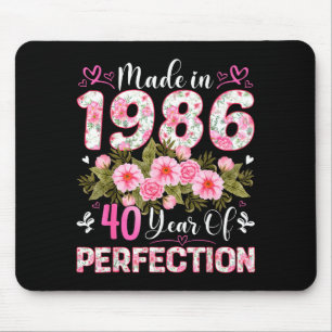 40 Year Old Made In 1986 Floral 40th Birthday Wome Mouse Mat