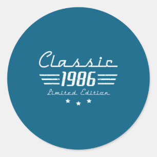 40 Year Old Men Vintage Clic Car 1986 40th Birthda Classic Round Sticker