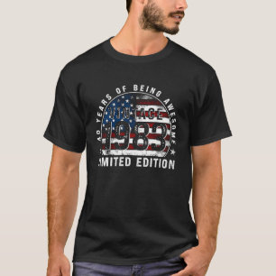 40 Year Old  Vintage 1983 American Flag 40th Birth T-Shirt