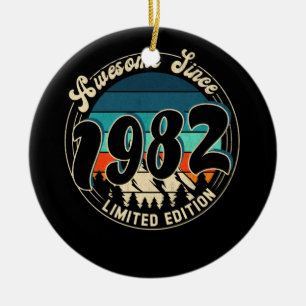 40 Year Old Vintage 40th Year Old Birthday 1982 Ceramic Tree Decoration
