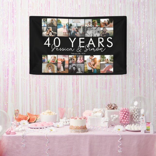 40 year wedding anniversary photo collage editable banner (Party)
