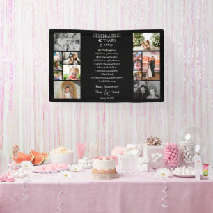 40 year wedding anniversary photo collage editable banner