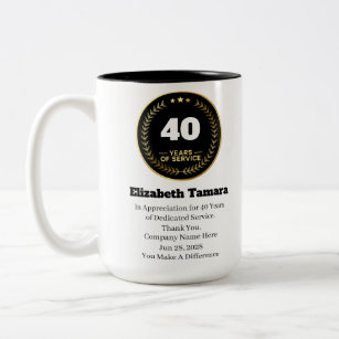 40 Year Work Anniversary   Employee Appreciation Two-Tone Coffee Mug