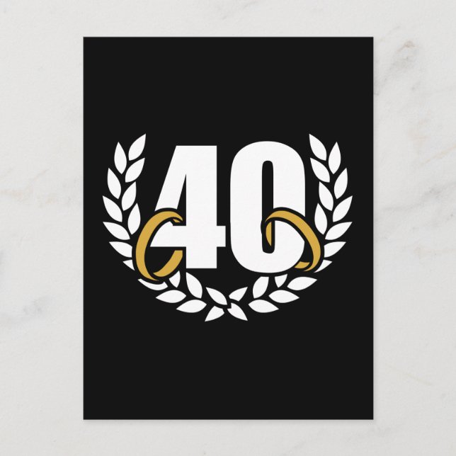 40 years 40th wedding anniversary wreath postcard (Front)