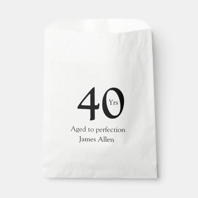 40 years aged to perfection birthday name simple  favour bags (Front)