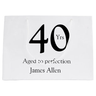40 years aged to perfection birthday name simple  large gift bag