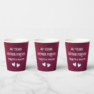 40 years Anniversary Watercolor Ruby Wedding Paper Cups