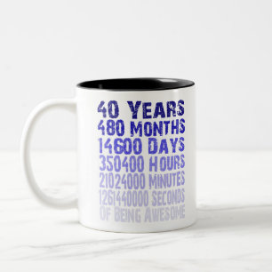 40 years birthday awesome since 40 years Two-Tone coffee mug
