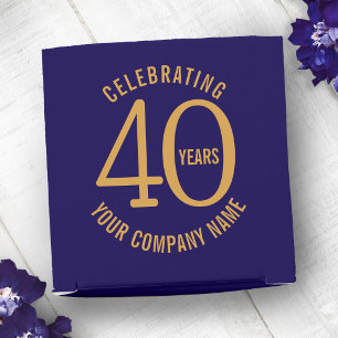 40 years blue gold business anniversary logo favour box